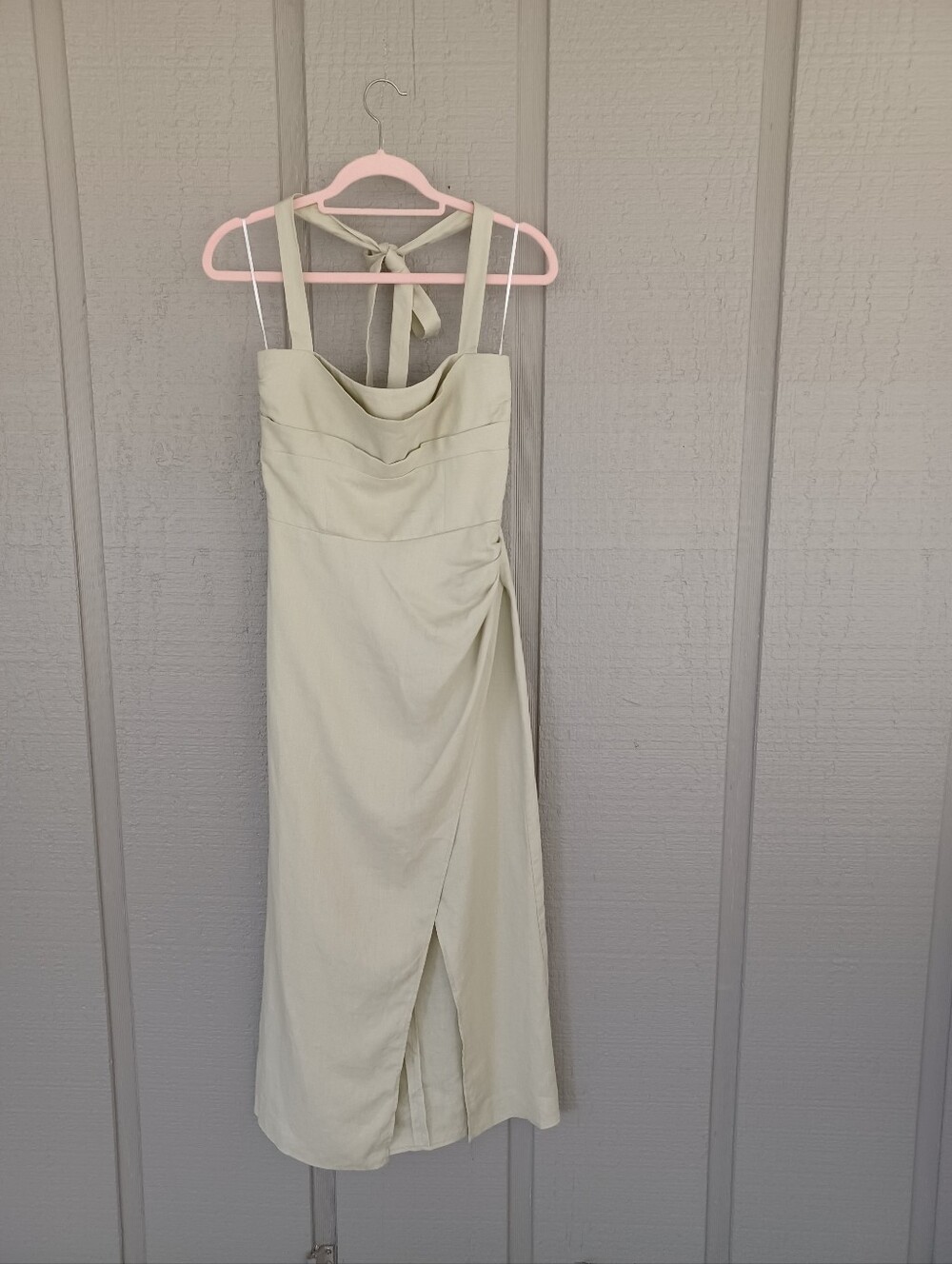 Reformation Solana Linen Midi Dress Size 4 Women Sleeveless Smock In Dried Herbs